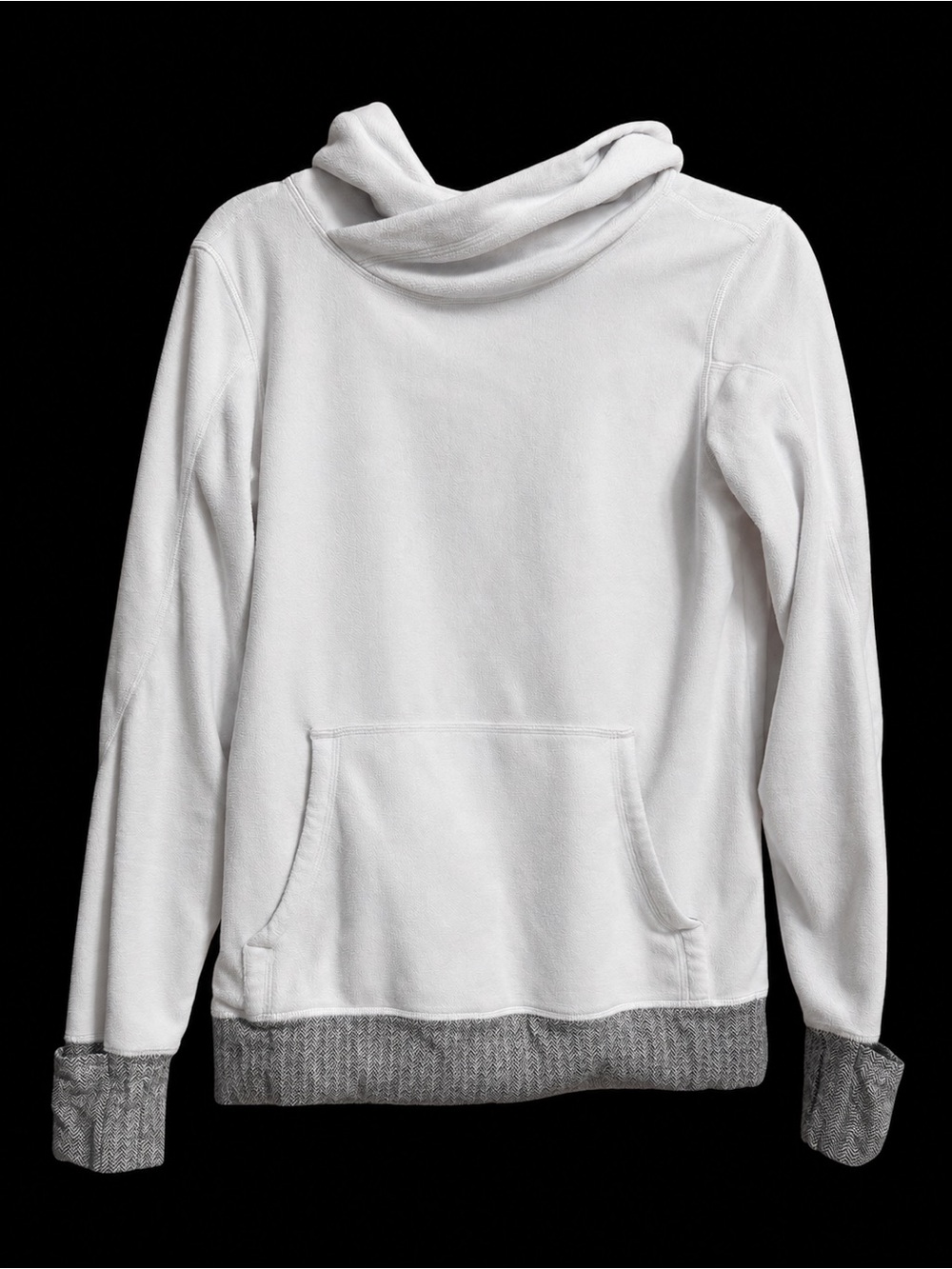Lululemon Runaway Fleece Hoodie Medium White Herringbone Cuffins Pullover